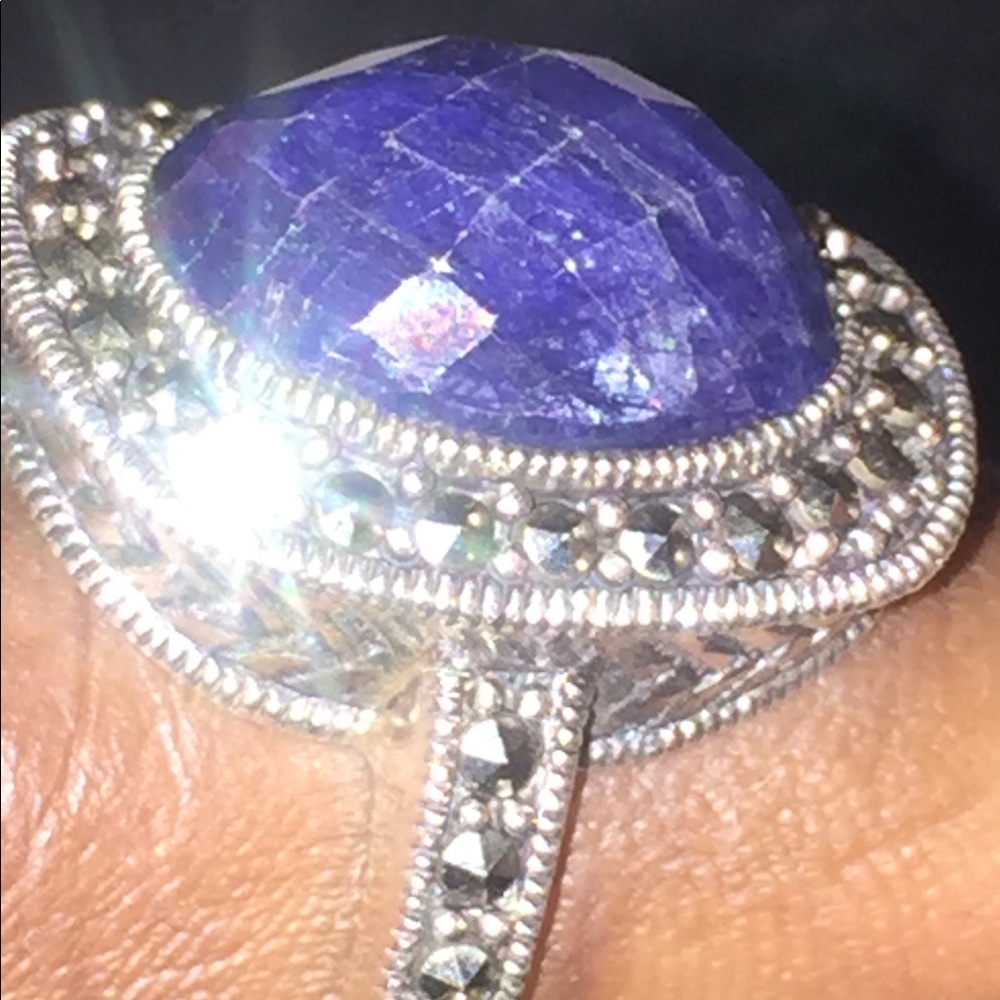 Sterling silver ring with blue stone